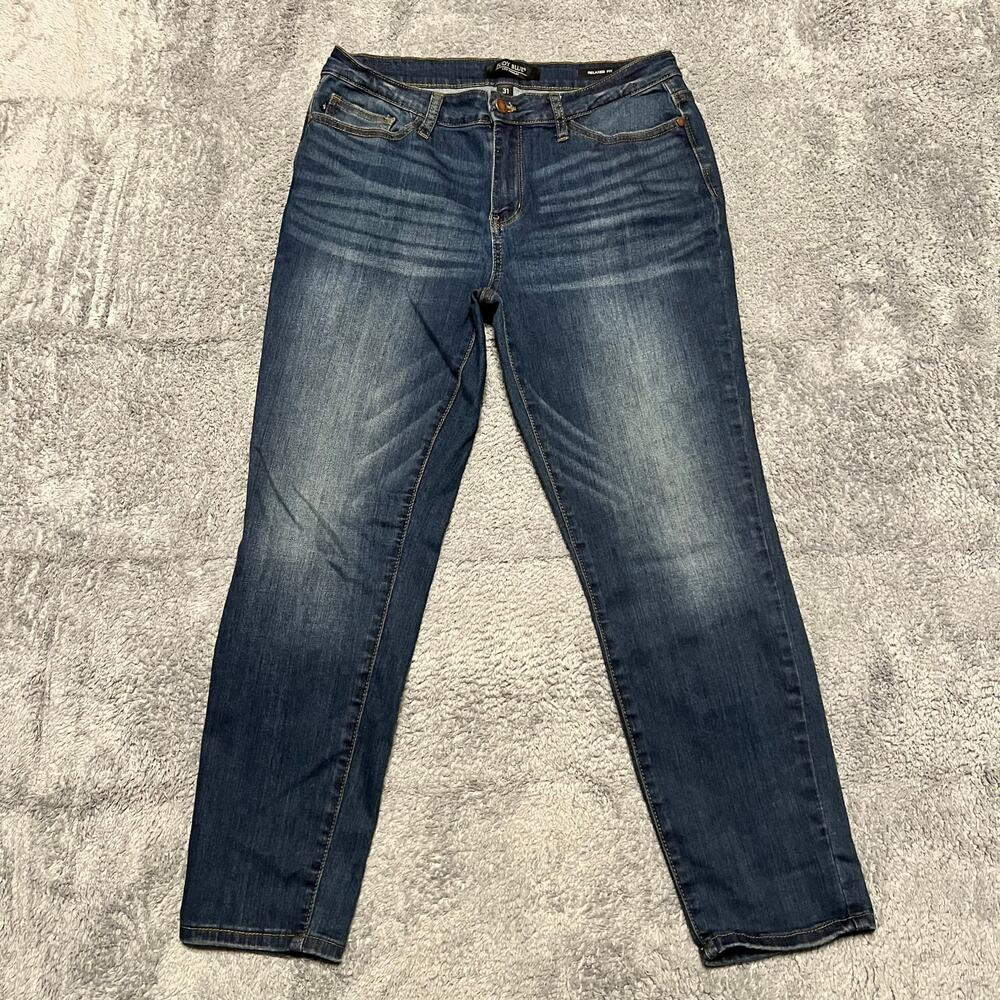 Judy Blue Jeans Womens 31 Relaxed Straight Dark Cropped Denim Pants